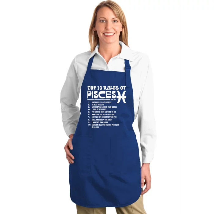 Top 10 Rules Of Pisces Zodiac Birthday Funny Gift Full-Length Apron With Pocket