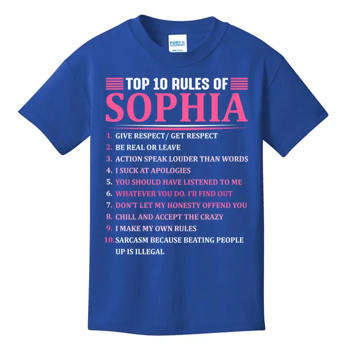 Top 10 Rules Of Sophia Sophia First Name Gift Kids T-Shirt