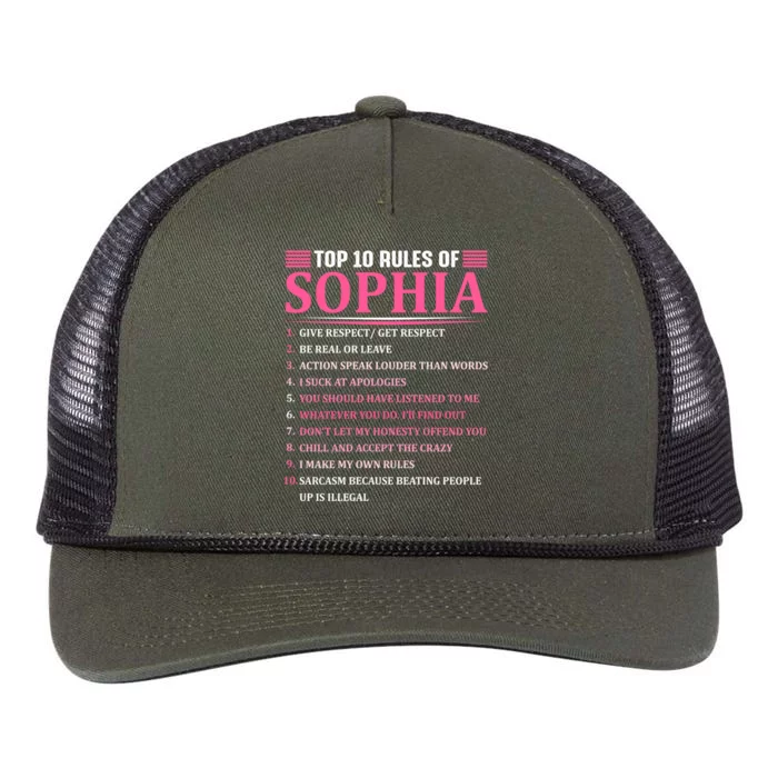 Top 10 Rules Of Sophia Sophia First Name Gift Retro Rope Trucker Hat Cap