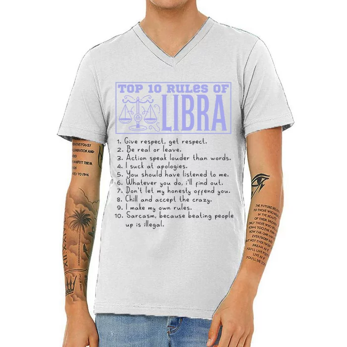 Top 10 Rules Libra Horoscope Birthday Gift V-Neck T-Shirt