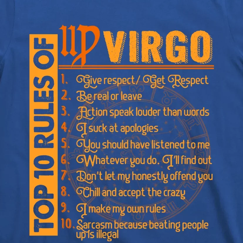 Top 10 Rules Virgo Symbols Horoscope Zodiac Sign Astrologer Gift T-Shirt