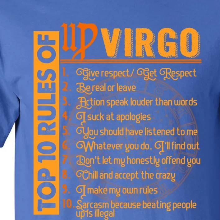 Top 10 Rules Virgo Symbols Horoscope Zodiac Sign Astrologer Gift Tall T-Shirt