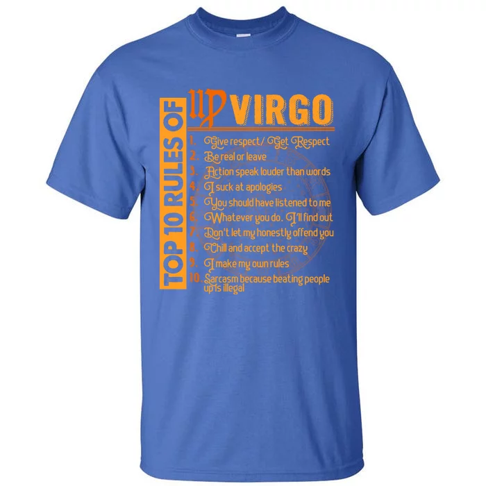 Top 10 Rules Virgo Symbols Horoscope Zodiac Sign Astrologer Gift Tall T-Shirt