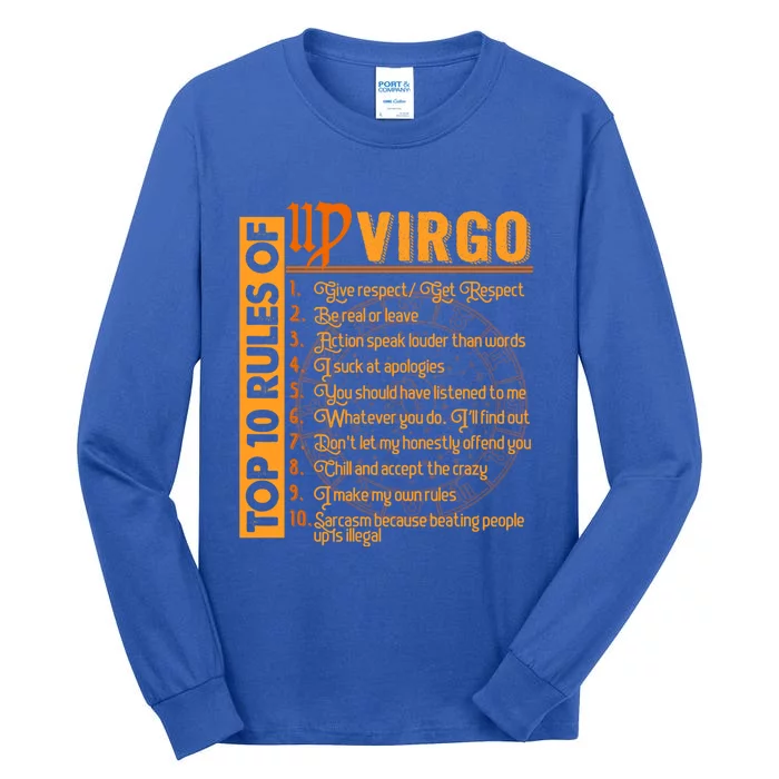 Top 10 Rules Virgo Symbols Horoscope Zodiac Sign Astrologer Gift Tall Long Sleeve T-Shirt