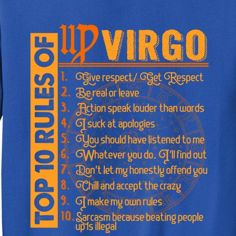 Top 10 Rules Virgo Symbols Horoscope Zodiac Sign Astrologer Gift Tall Sweatshirt