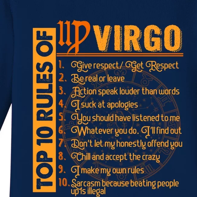 Top 10 Rules Virgo Symbols Horoscope Zodiac Sign Astrologer Gift Baby Long Sleeve Bodysuit