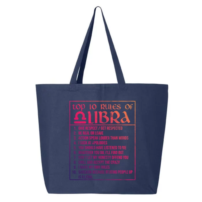 Top 10 Rules Libra Zodiac Sign September October Birthday Funny Gift 25L Jumbo Tote