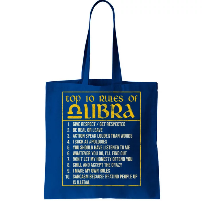 Top 10 Rules Libra Zodiac Sign September October Birthday Gift Tote Bag