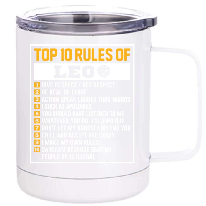 Top 10 Rules Of Leo Birthday Horoscope Gift Front & Back 12oz Stainless Steel Tumbler Cup