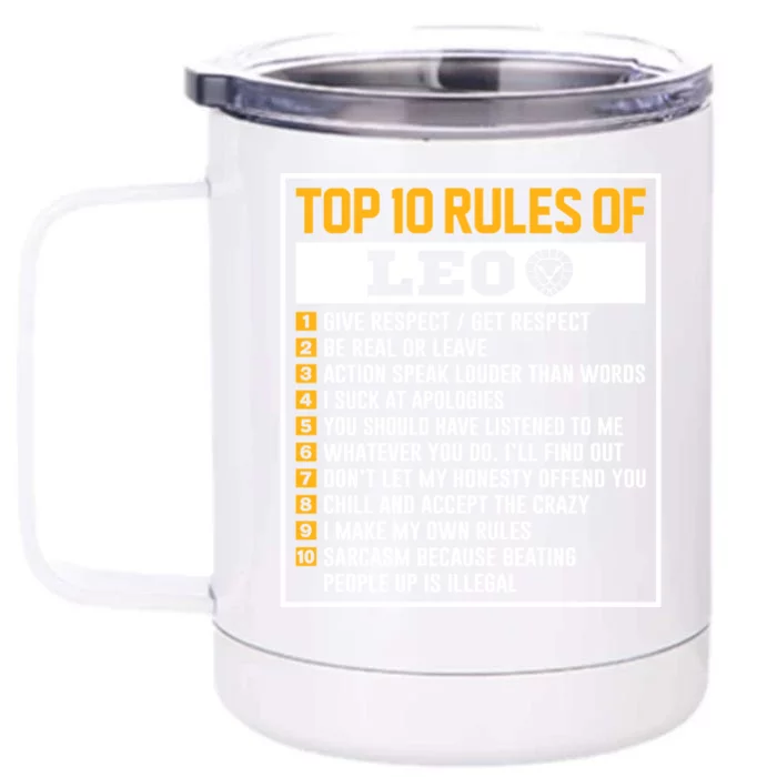 Top 10 Rules Of Leo Birthday Horoscope Gift Front & Back 12oz Stainless Steel Tumbler Cup