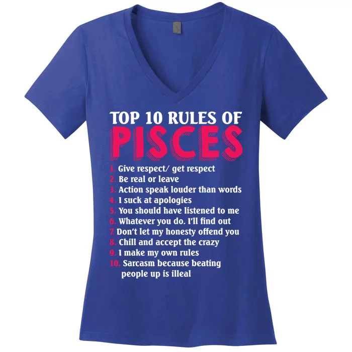 Top 10 Rules Of Pisces Zodiac Sign Gift Women's V-Neck T-Shirt