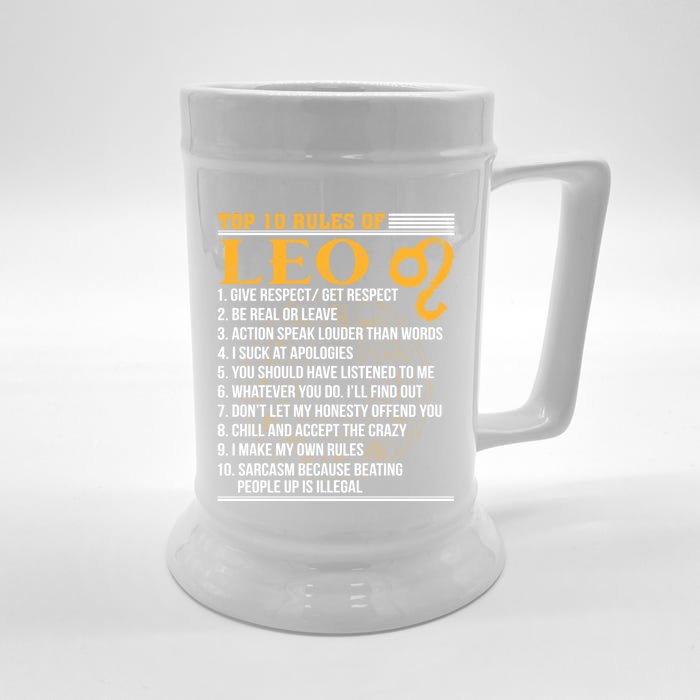 Top 10 Rules Of Leo July 23 August 22 Queen King Horoscope Gift Front & Back Beer Stein