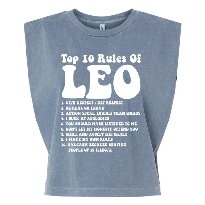 Top 10 Rules Of Leo Zodiac Funny Leo Tee Horoscope Leo Great Gift Garment-Dyed Women's Muscle Tee