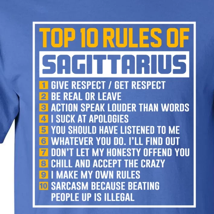 Top 10 Rules Of Sagittarius Birthday Horoscope Gift Tall T-Shirt