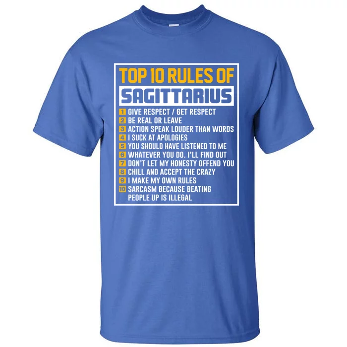 Top 10 Rules Of Sagittarius Birthday Horoscope Gift Tall T-Shirt