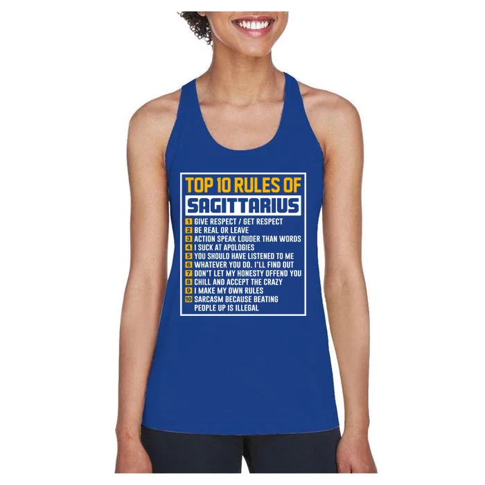 Top 10 Rules Of Sagittarius Birthday Horoscope Gift Women's Racerback Tank