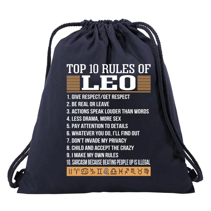 Top 10 Rules Of Leo Zodiac Give Respect Get Respect Cute Gift Drawstring Bag