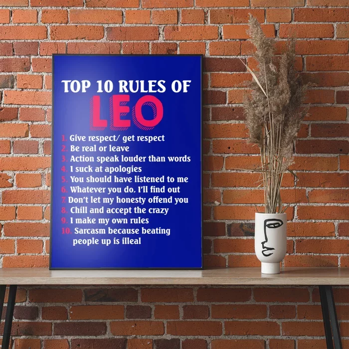 Top 10 Rules Of Leo Zodiac Sign Gift Poster