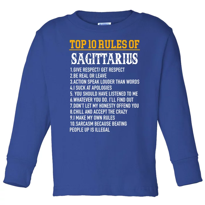 Top 10 Rules Of Sagittarius November 22 December 21 Birthd Cool Gift Toddler Long Sleeve Shirt