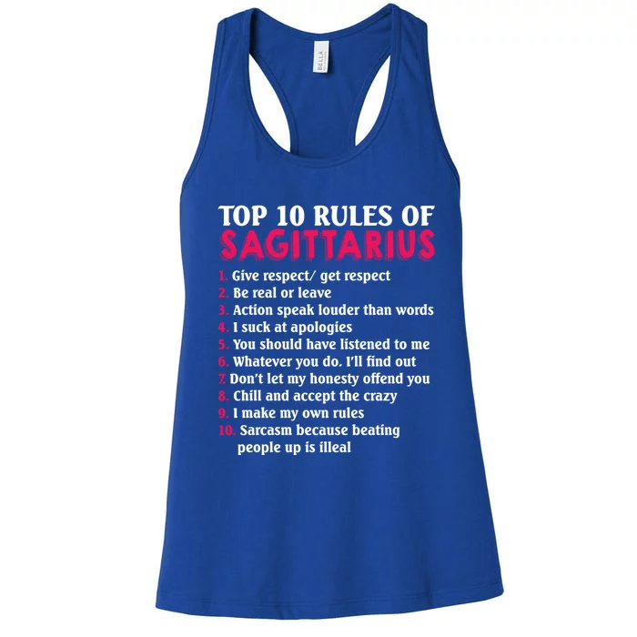 Top 10 Rules Of Sagittarius Zodiac Sign Gift Women's Racerback Tank