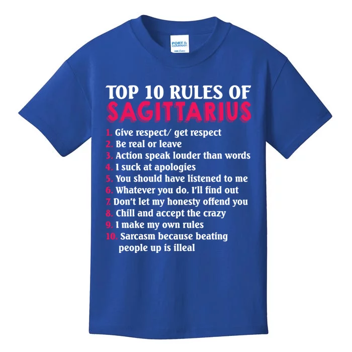 Top 10 Rules Of Sagittarius Zodiac Sign Gift Kids T-Shirt