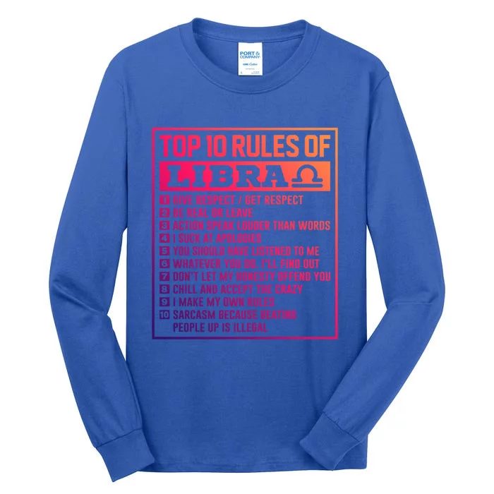 Top 10 Rules Of Libra Birthday Horoscope Gift Tall Long Sleeve T-Shirt