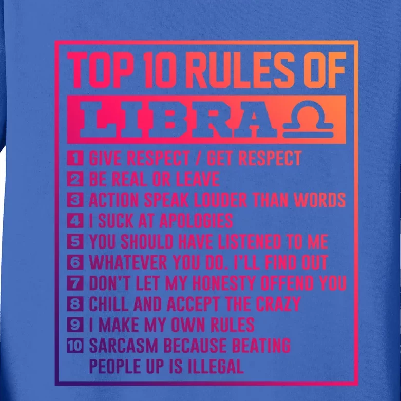 Top 10 Rules Of Libra Birthday Horoscope Gift Kids Long Sleeve Shirt