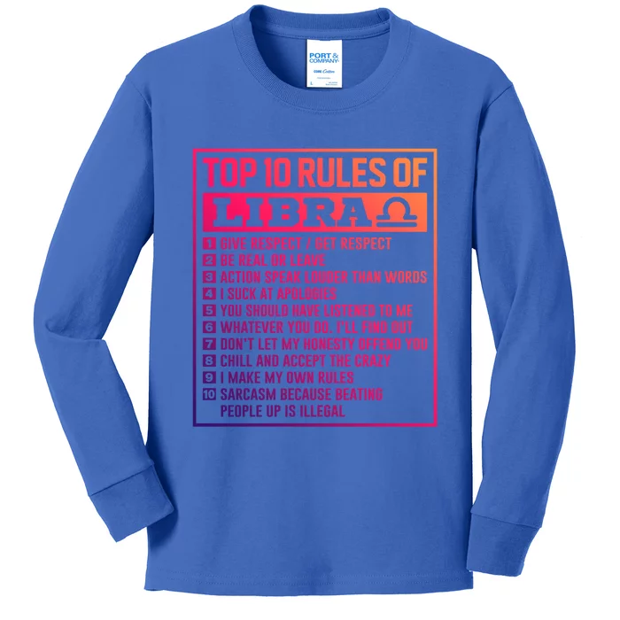 Top 10 Rules Of Libra Birthday Horoscope Gift Kids Long Sleeve Shirt