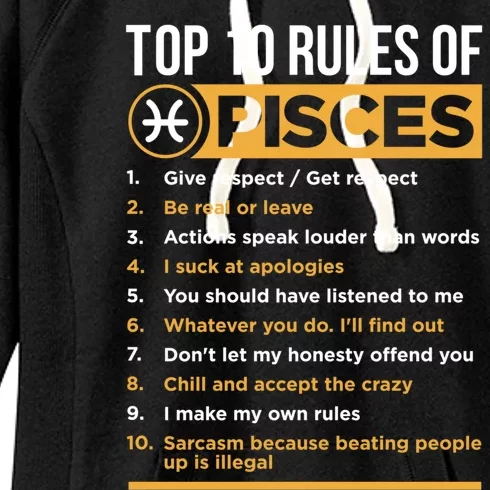 Top 10 Rules Pisces Facts Traits Horoscope Zodiac Sign Gift Women's Fleece Hoodie