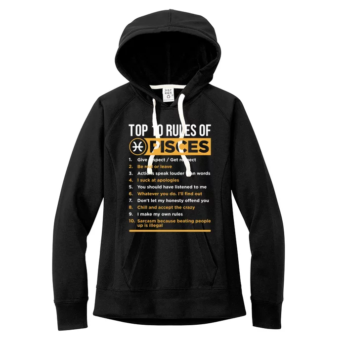 Top 10 Rules Pisces Facts Traits Horoscope Zodiac Sign Gift Women's Fleece Hoodie