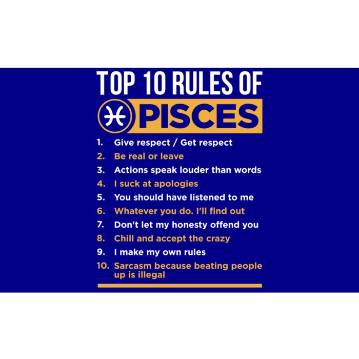 Top 10 Rules Pisces Facts Traits Horoscope Zodiac Sign Gift Bumper Sticker