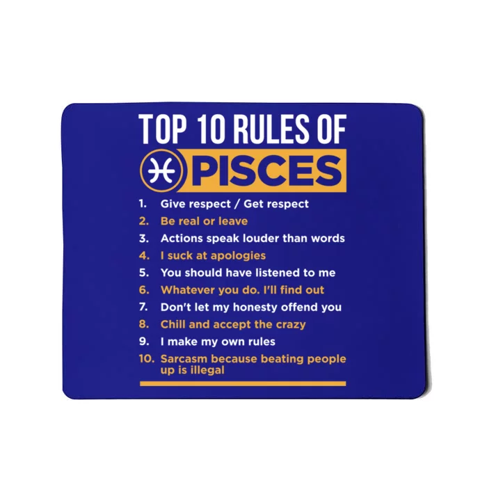 Top 10 Rules Pisces Facts Traits Horoscope Zodiac Sign Gift Mousepad