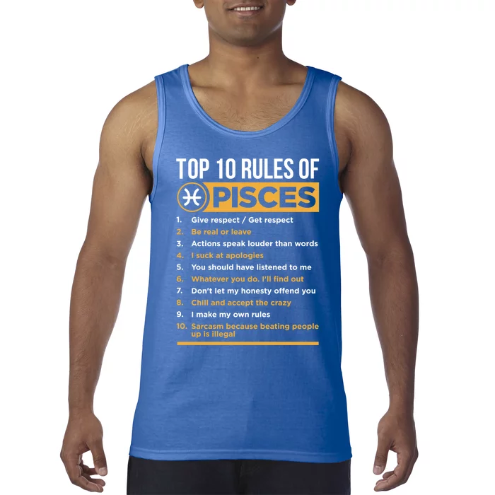 Top 10 Rules Pisces Facts Traits Horoscope Zodiac Sign Gift Tank Top