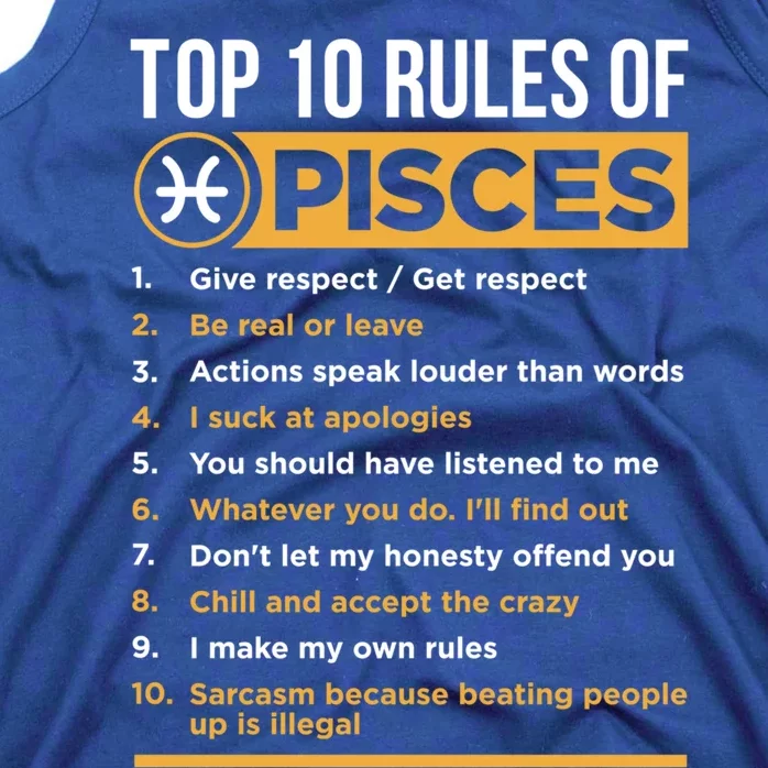 Top 10 Rules Pisces Facts Traits Horoscope Zodiac Sign Gift Tank Top