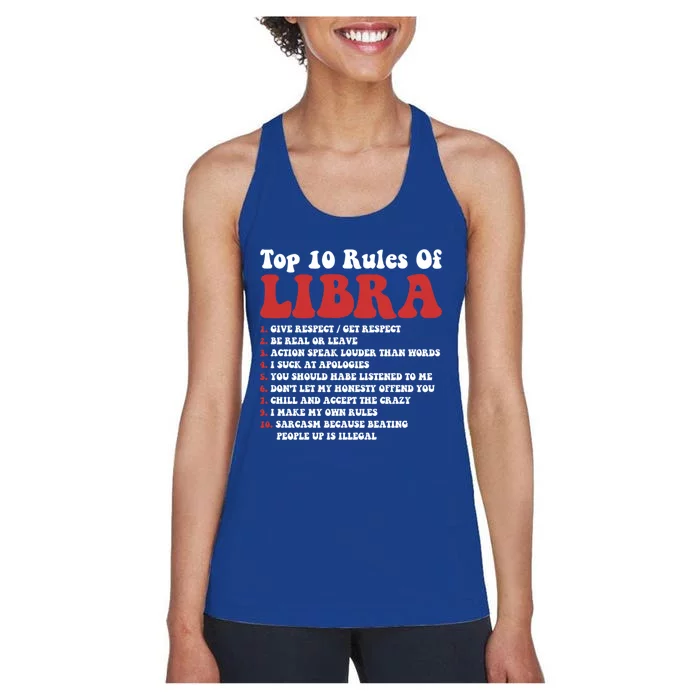 Top 10 Rules Of Libra Funny Libra Tee Horoscope Gift Women's Racerback Tank