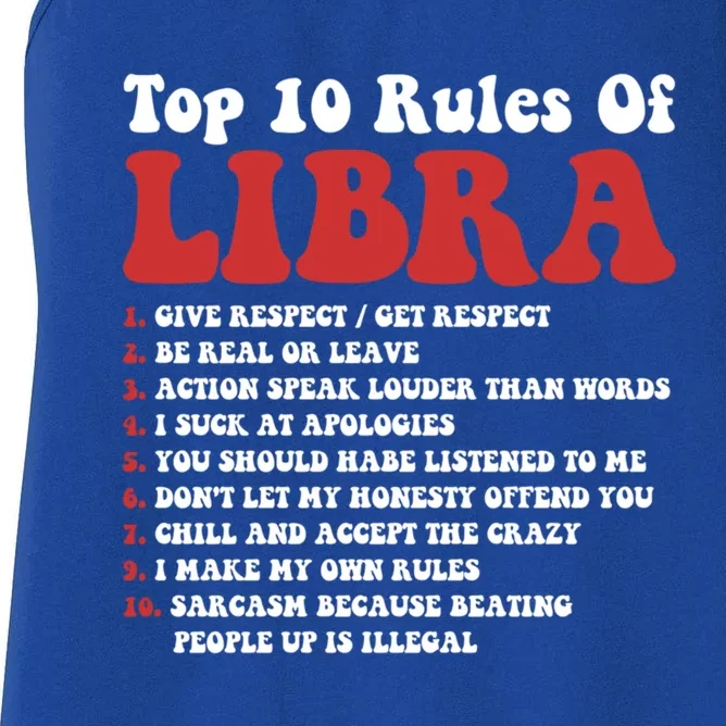 Top 10 Rules Of Libra Funny Libra Tee Horoscope Gift Women's Racerback Tank