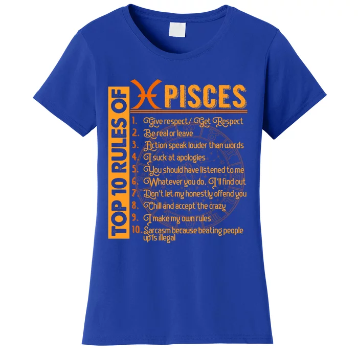 Top 10 Rules Pisces Symbols Horoscope Zodiac Sign Astrologer Cool Gift Women's T-Shirt