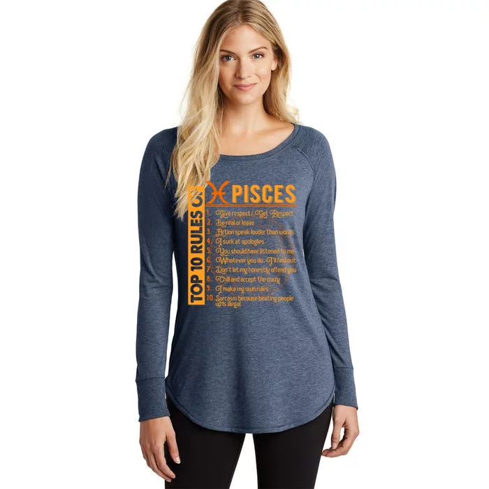 Top 10 Rules Pisces Symbols Horoscope Zodiac Sign Astrologer Cool Gift Women's Perfect Tri Tunic Long Sleeve Shirt