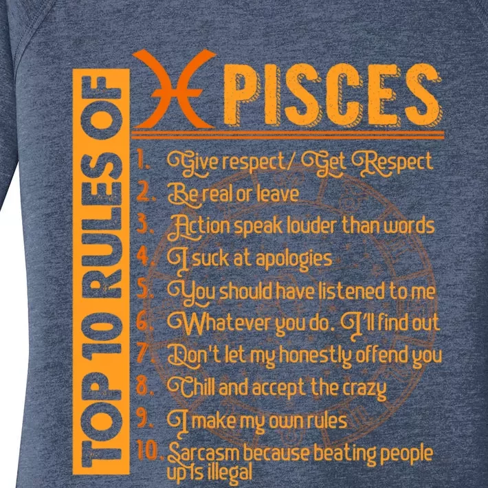 Top 10 Rules Pisces Symbols Horoscope Zodiac Sign Astrologer Cool Gift Women's Perfect Tri Tunic Long Sleeve Shirt