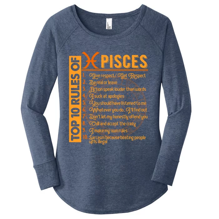 Top 10 Rules Pisces Symbols Horoscope Zodiac Sign Astrologer Cool Gift Women's Perfect Tri Tunic Long Sleeve Shirt