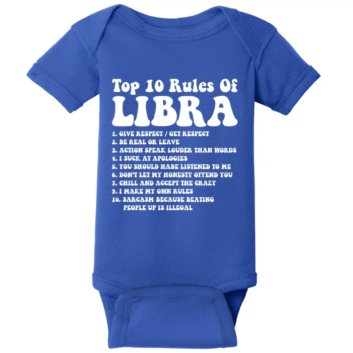 Top 10 Rules Of Libra Funny Libra Tee Horoscope Meaningful Gift Baby Bodysuit