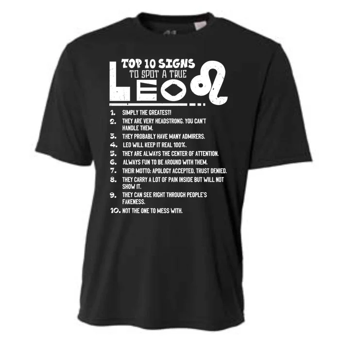 Top 10 Signs To Spot A True Leo Zodiac Birthday Funny Cool Gift Cooling Performance Crew T-Shirt