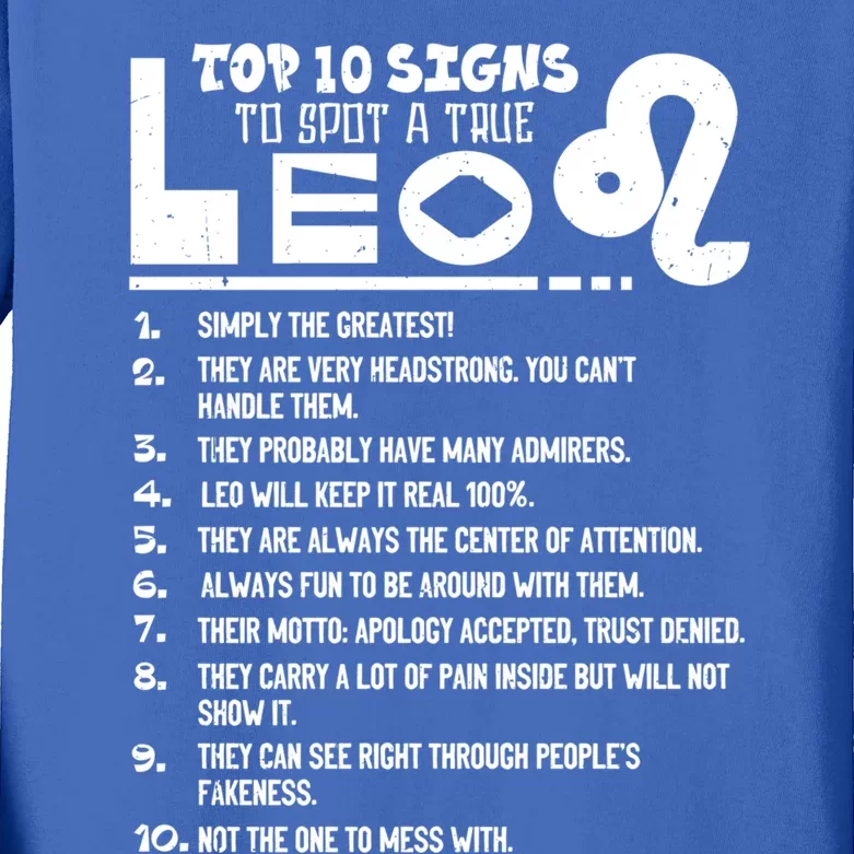 Top 10 Signs To Spot A True Leo Zodiac Birthday Funny Cool Gift Kids Long Sleeve Shirt