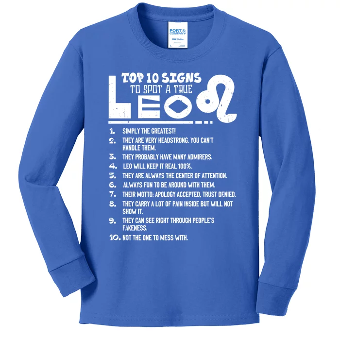 Top 10 Signs To Spot A True Leo Zodiac Birthday Funny Cool Gift Kids Long Sleeve Shirt