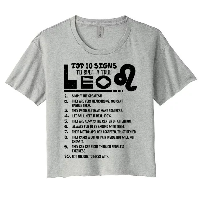 Top 10 Signs To Spot A True Leo Zodiac Birthday Funny Cool Gift Women's Crop Top Tee