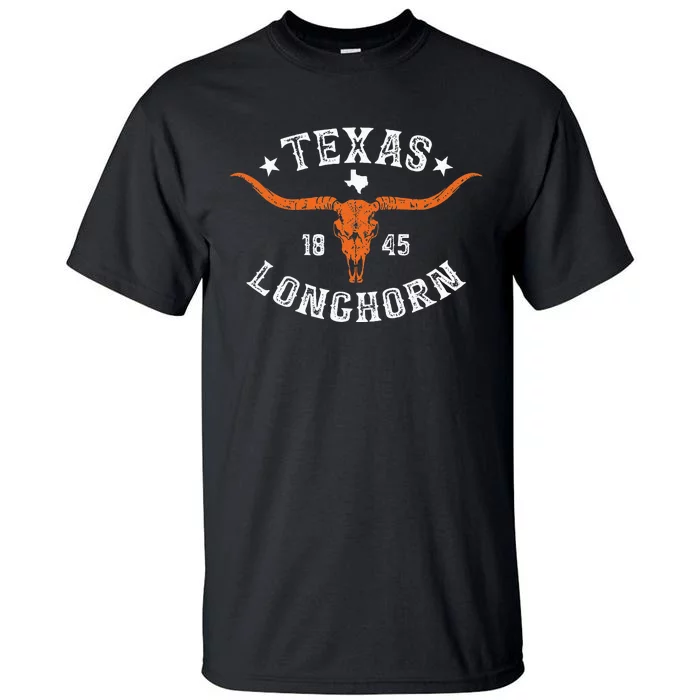 Texas 1845 Vintage Longhorn Cow And Rodeo Fan Tall T-Shirt