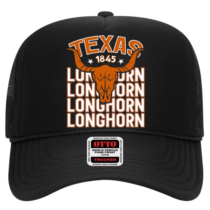 Texas 1845 Vintage Longhorn Western High Crown Mesh Trucker Hat