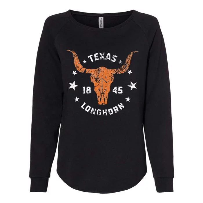 Texas 1845 Vintage Longhorn Cowboy And Rodeo Fan Womens California Wash Sweatshirt