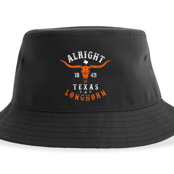 Texas 1845 Vintage Longhorn Western Pride State USA Sustainable Bucket Hat