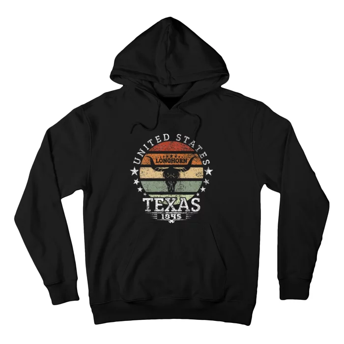 Texas 1845 Vintage Longhorn Cowboy And Rodeo Fan Hoodie